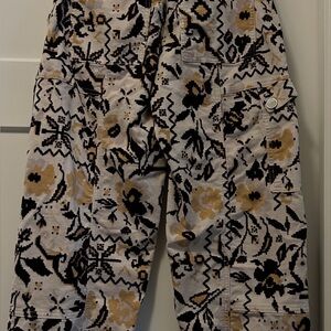 Anthropologie Velvet Print Cargo Pants in Black and Tan